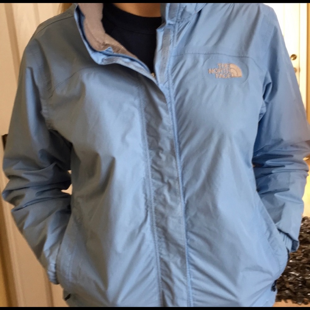 Light blue north face rain jacket